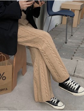 Warm Cable Wool Feeling Knitted Pants Warm Cable Wool Feeling Knitted Pants